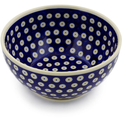 Polish Pottery Bowl 6&quot; Blue Eyed Peacock