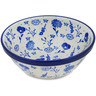 Polish Pottery Bowl 6&quot; Blue Flora