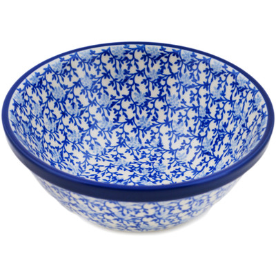 Polish Pottery Bowl 6&quot; Blue Forest