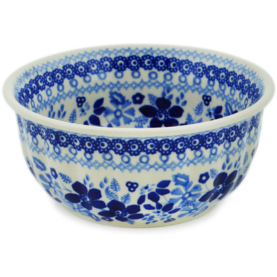 Polish Pottery Bowl 6&quot; Blue Frost UNIKAT