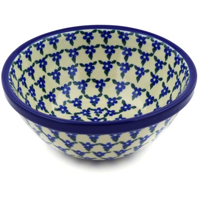 Polish Pottery Bowl 6&quot; Blue Mandala