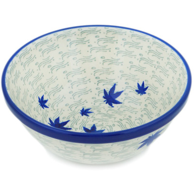 Polish Pottery Bowl 6&quot; Blue Maple River