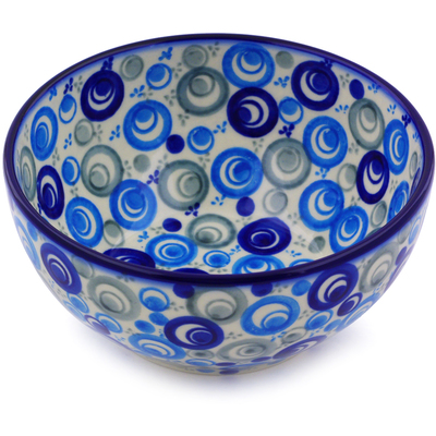 Polish Pottery Bowl 6&quot; Blue Peacock Eye