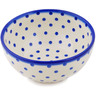 Polish Pottery Bowl 6&quot; Blue Polka Dot