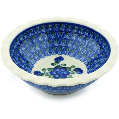 Polish Pottery Bowl 6&quot; Blue Poppies