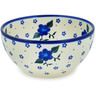 Polish Pottery Bowl 6&quot; Blue Poppies Spring