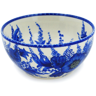 Polish Pottery Bowl 6&quot; Blue Poppy Dream UNIKAT