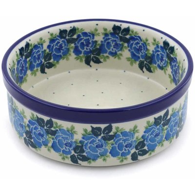 Polish Pottery Bowl 6&quot; Blue Rose