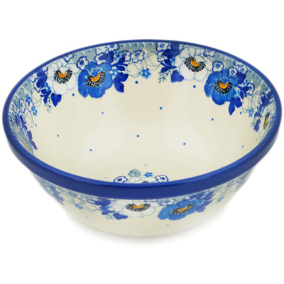 Polish Pottery Bowl 6&quot; Blue Spring Blue