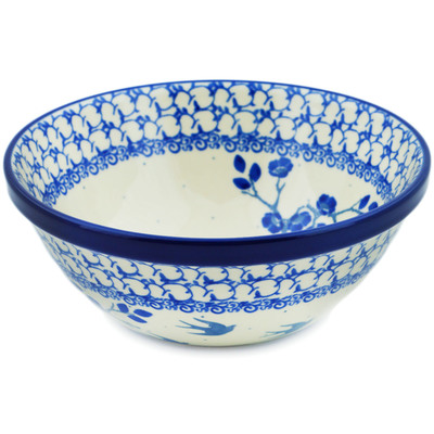 Polish Pottery Bowl 6&quot; Blue Spring Swallow