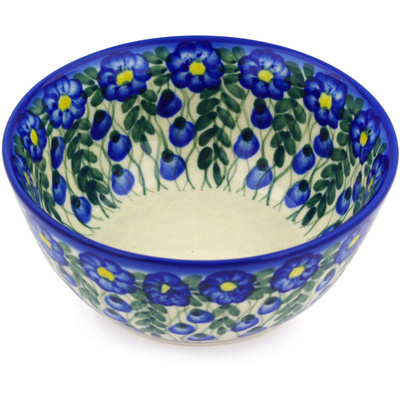 Polish Pottery Bowl 6&quot; Blue Velvet Gardens