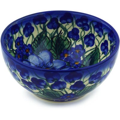 Polish Pottery Bowl 6&quot; Blue Violet UNIKAT