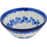 Polish Pottery Bowl 6&quot; Blue Wreath Of Leaves