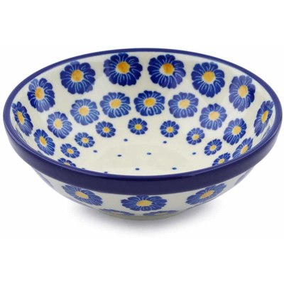 Polish Pottery Bowl 6&quot; Blue Zinnia