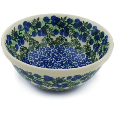 Polish Pottery Bowl 6&quot; Blueberry Fields Forever