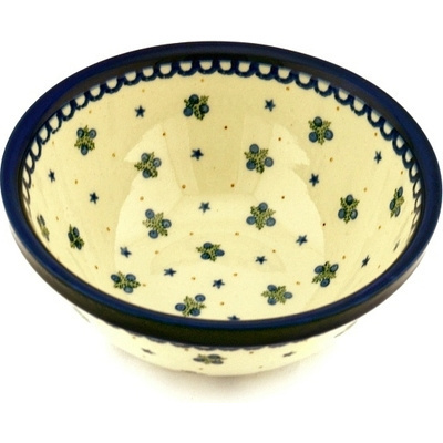 Polish Pottery Bowl 6&quot; Blueberry Stars