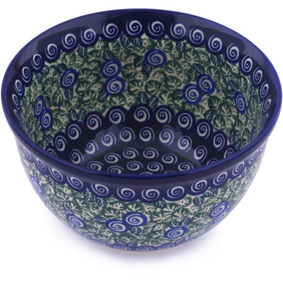 Polish Pottery Bowl 6&quot; Blueberry Swirl