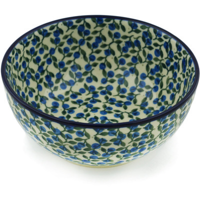 Polish Pottery Bowl 6&quot; Blueberry Vine