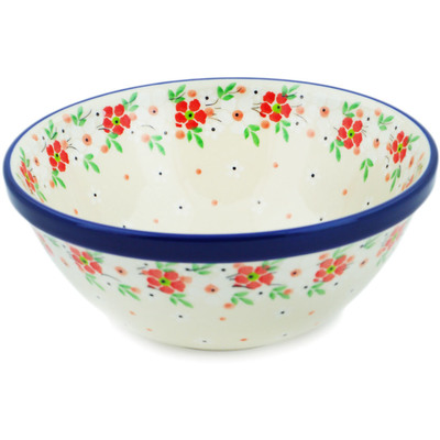 Polish Pottery Bowl 6&quot; Blushing Blooms
