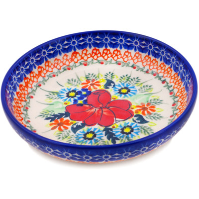 Polish Pottery Bowl 6&quot; Bold Poppies UNIKAT