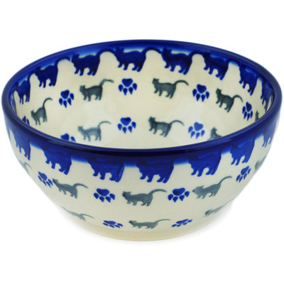Polish Pottery Bowl 6&quot; Boo Boo Kitty Paws