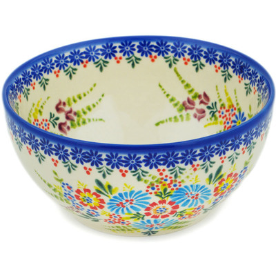 Polish Pottery Bowl 6&quot; Bouquet In Bloom UNIKAT