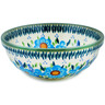 Polish Pottery Bowl 6&quot; Bright Blue Happiness UNIKAT