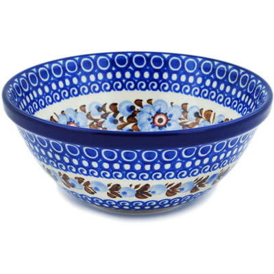 Polish Pottery Bowl 6&quot; Brown And Blue Beauty UNIKAT