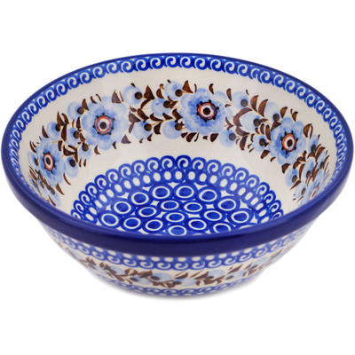 Polish Pottery Bowl 6&quot; Brown And Blue Beauty UNIKAT