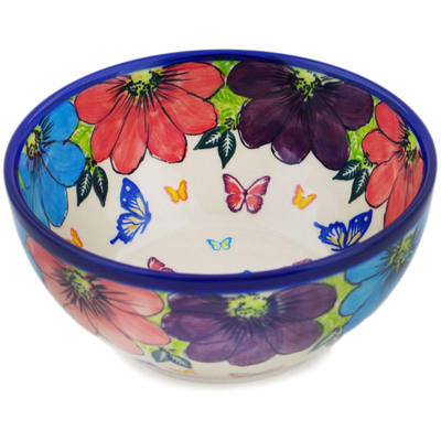 Polish Pottery Bowl 6&quot; Bundles Of Spring UNIKAT