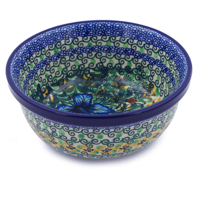 Polish Pottery Bowl 6&quot; Butterfly Holly UNIKAT