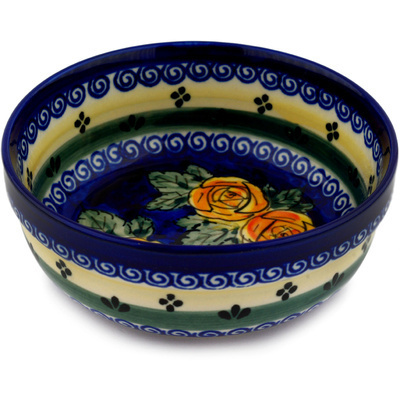 Polish Pottery Bowl 6&quot; Cabbage Roses