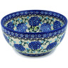 Polish Pottery Bowl 6&quot; Cobalt Hydrangea UNIKAT