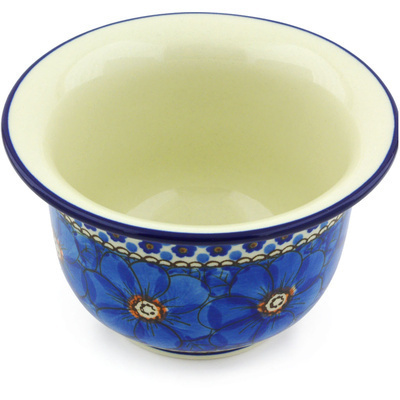 Polish Pottery Bowl 6&quot; Cobalt Poppies UNIKAT