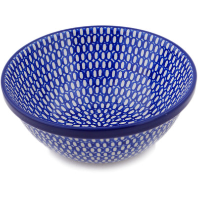 Polish Pottery Bowl 6&quot; Cobalt Stones UNIKAT