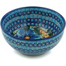 Polish Pottery Bowl 6&quot; Corn In The Blue UNIKAT
