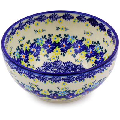 Polish Pottery Bowl 6&quot; Cornflower Meadow