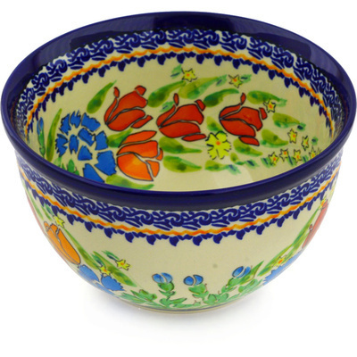 Polish Pottery Bowl 6&quot; Couronne De Feuillage UNIKAT