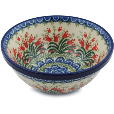 Polish Pottery Bowl 6&quot; Crimson Bells