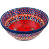 Polish Pottery Bowl 6&quot; Crimson Poppies UNIKAT