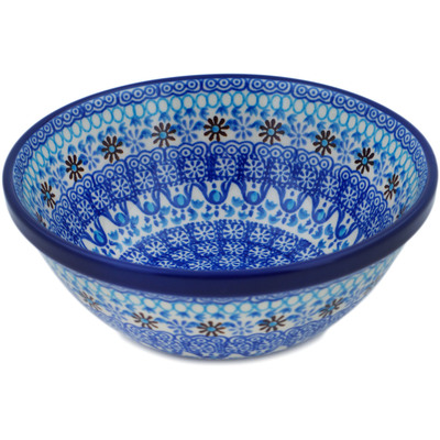 Polish Pottery Bowl 6&quot; Crocheted Granny Squares