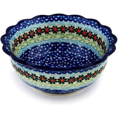 Polish Pottery Bowl 6&quot; Daisies By The Sea
