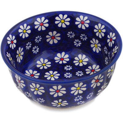 Polish Pottery Bowl 6&quot; Daisy Jazz UNIKAT
