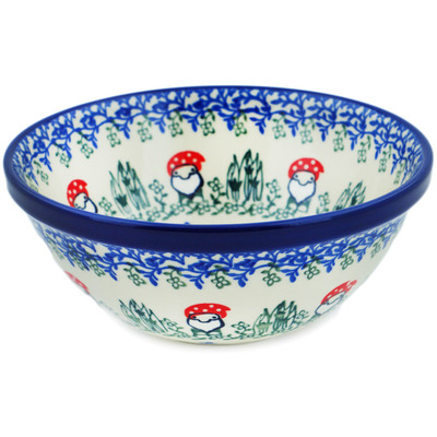 Polish Pottery Bowl 6&quot; Dancing Gnome