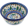 Polish Pottery Bowl 6&quot; Dancing Snowman UNIKAT