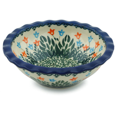 Polish Pottery Bowl 6&quot; Dancing Tulips