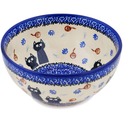 Polish Pottery Bowl 6&quot; Daydreaming Kittens