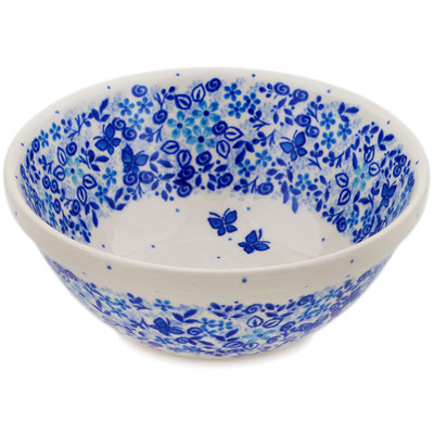 Polish Pottery Bowl 6&quot; Delicate Blue UNIKAT