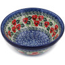 Polish Pottery Bowl 6&quot; Delicate Red Flowers