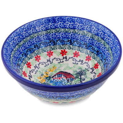 Polish Pottery Bowl 6&quot; Delightful Garden House UNIKAT